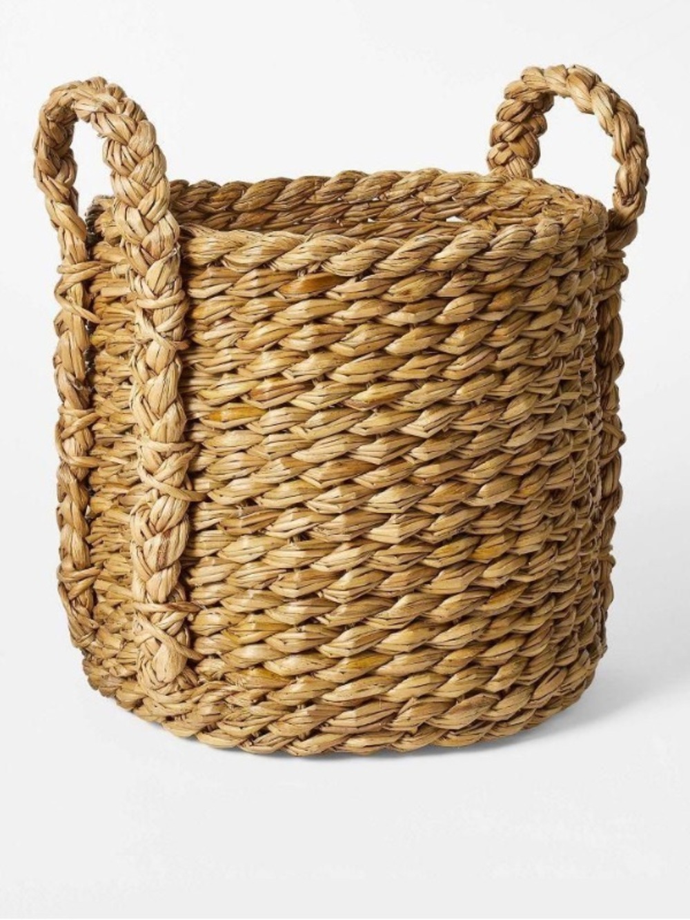 NEW Studio McGee Medium Woven Seagrass Basket with Braided Handles - Natural